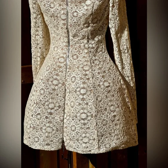 🆕 BRONX & BANCO 🧿 NWOT Courtney Long Sleeve White Lace Mini Dress - Size XL/10 - Picture 8 of 16